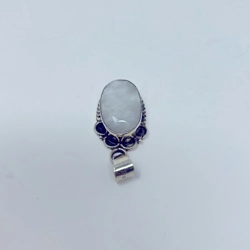 Vintage 925 Mother of Pearl Bezel Sterling Silver Pendant (No Chain)